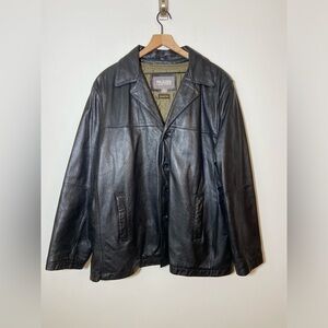 Wilsons Leather Jacket Mens XL Thinsulate Black Jacket Quilted Zip Out Liner